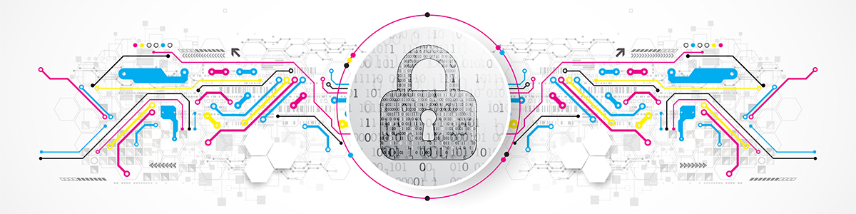banner image with a lock that represents data privacy and cyber security